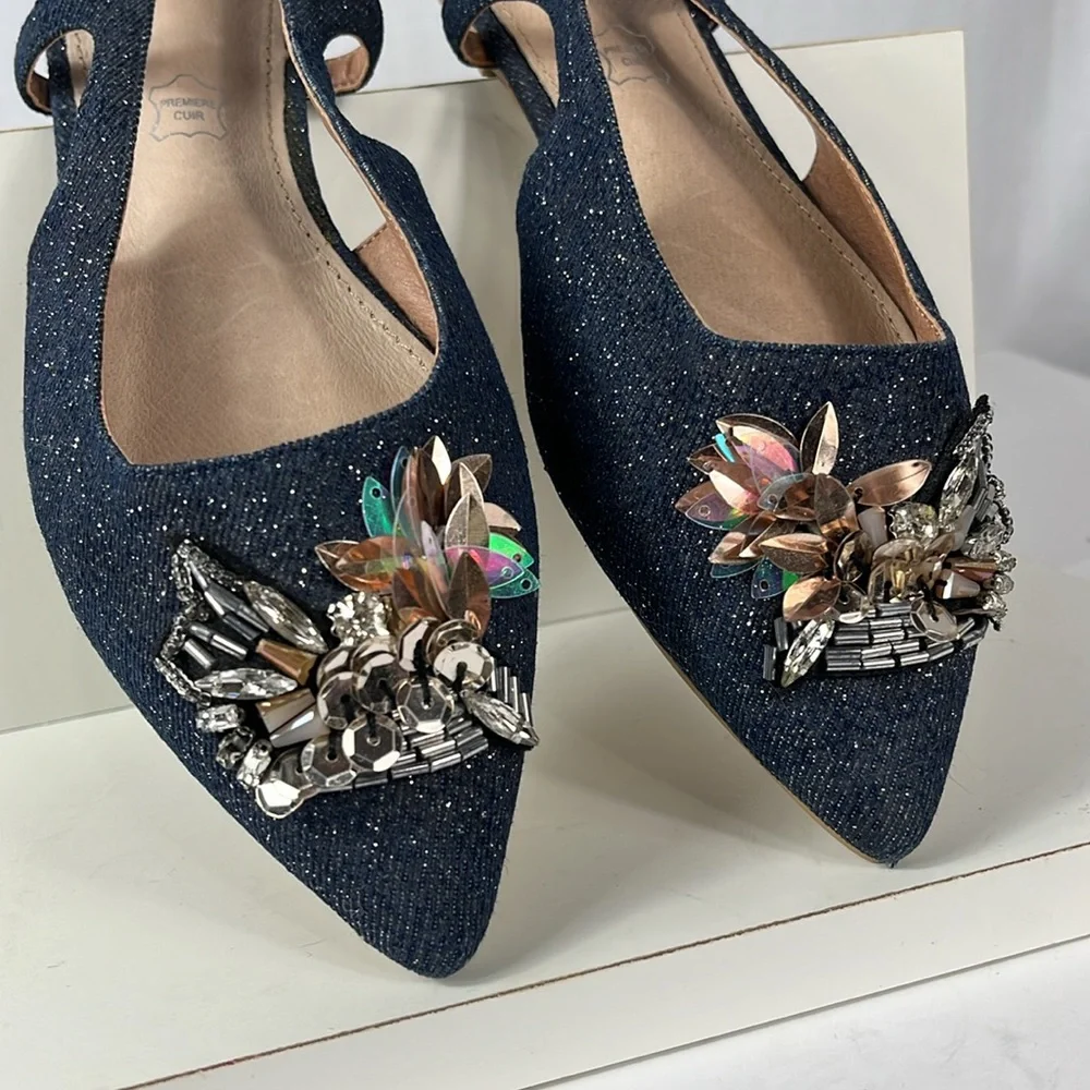 Anthropologie‎ Vanessa Wu Embellished City Flats.